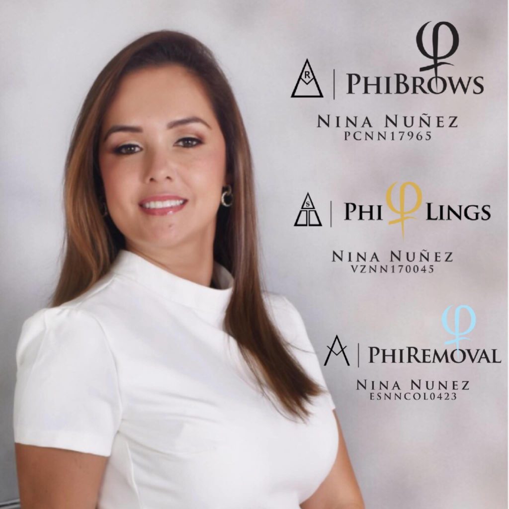 Nina Nuñez. Especialista en Pribrows certificada, micropigmentación, pelo a pelo. Cursos en micropigmentación.  Colombia. 
